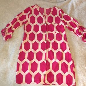 Boutique Pink Geometric Shift Dress
